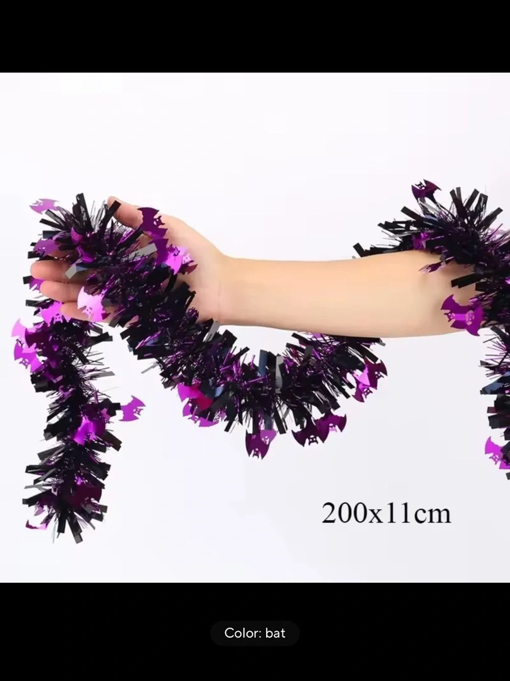 Halloween Tinsel Garland with Orange, Purple & Black Accents